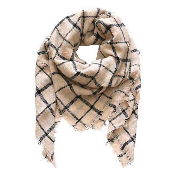 Black and Ivory Check Ultra Plush Blanket Scarf - Picture 8 of 8